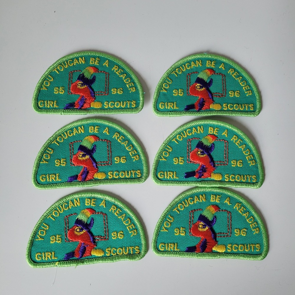 Lot of 6 Vintage Girl Scout Patches - "You Toucan Be A Reader"‎ 1995-1996